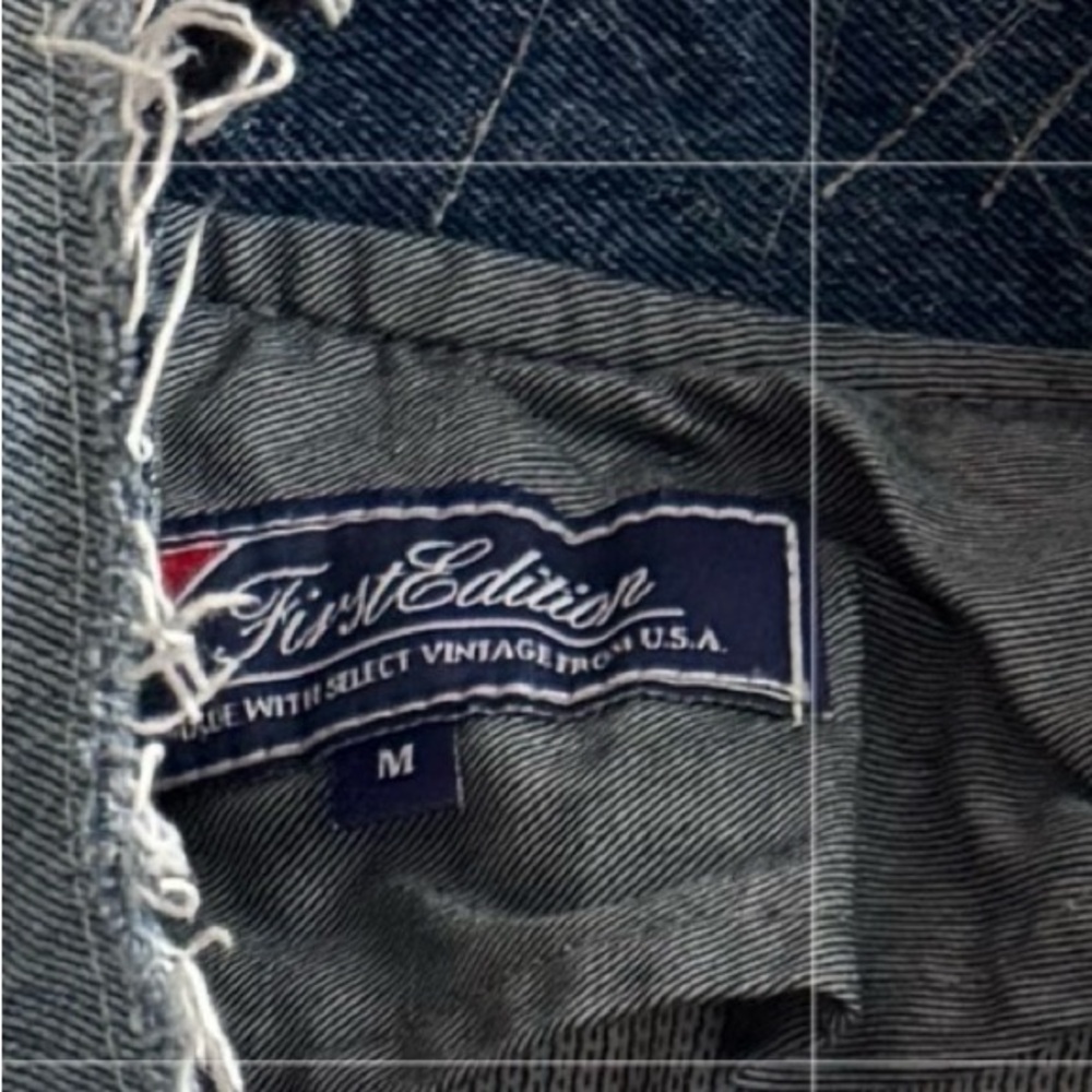 First Edition Vintage Blue Denim Jacket with Frayed Edges Size Medium - Picture 10 of 15